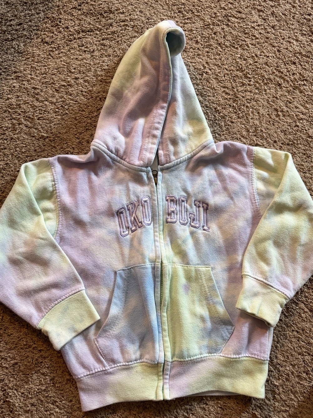 OshKosh B'gosh Pastel Tie-Dye Zip Hoodie - Lavender, Mint, Pale Yellow